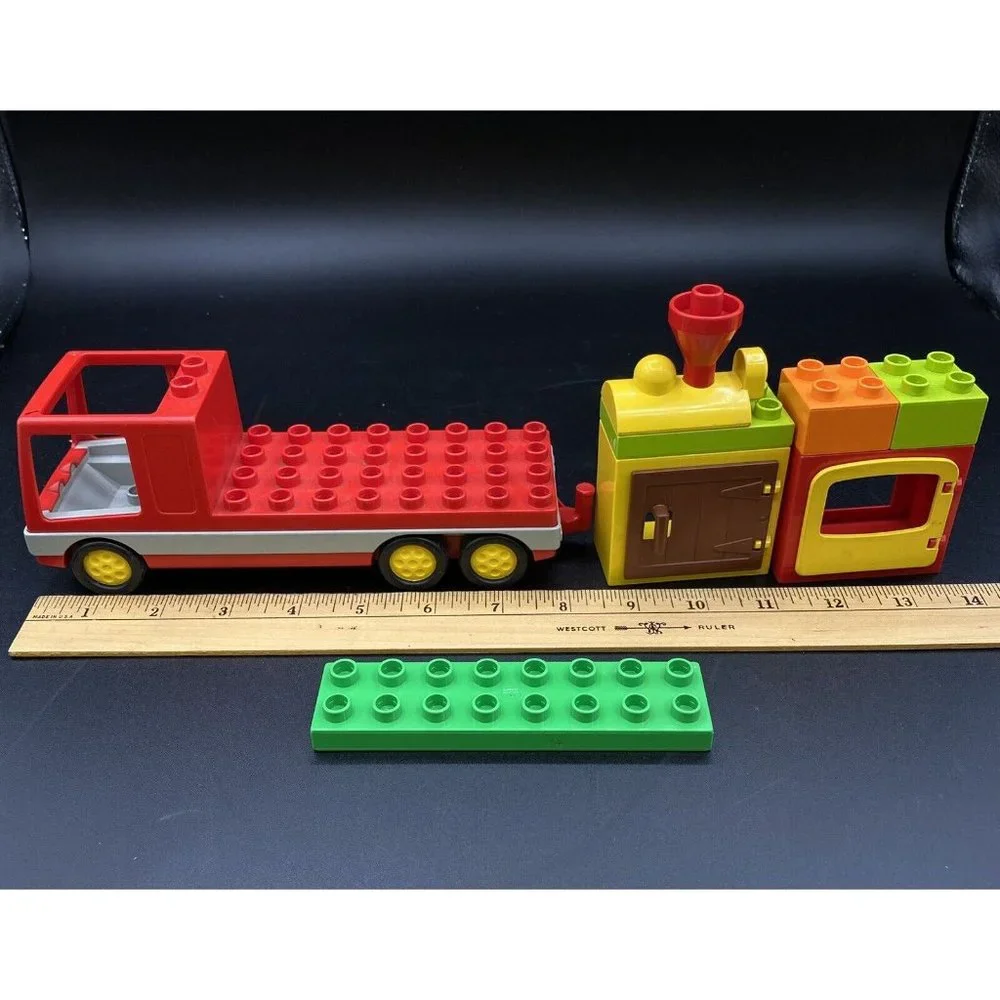 Lego Duplo Vehicle Truck Red Grey Fire Brigade Set 2691 & Misc Blocks LOT 8